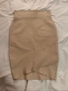 WOW couture Beige High-Waist Pencil Skirt